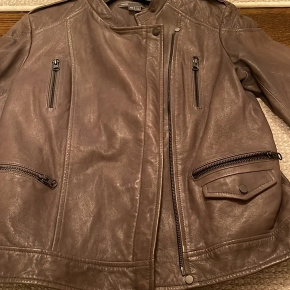 Vince XS leather jacket gray; worn once
